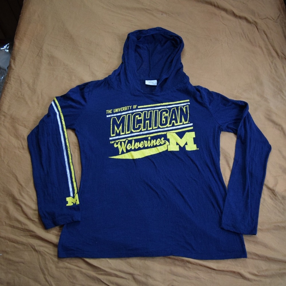 Pro Edge Michigan Wolverines Navy Blue Lightweight Hoodie Women Large L 11/13